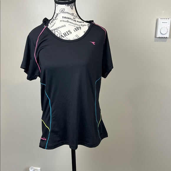 Diadora Black Pink Neon Hooded‎ Workout Hoodie XL - Picture 4 of 12